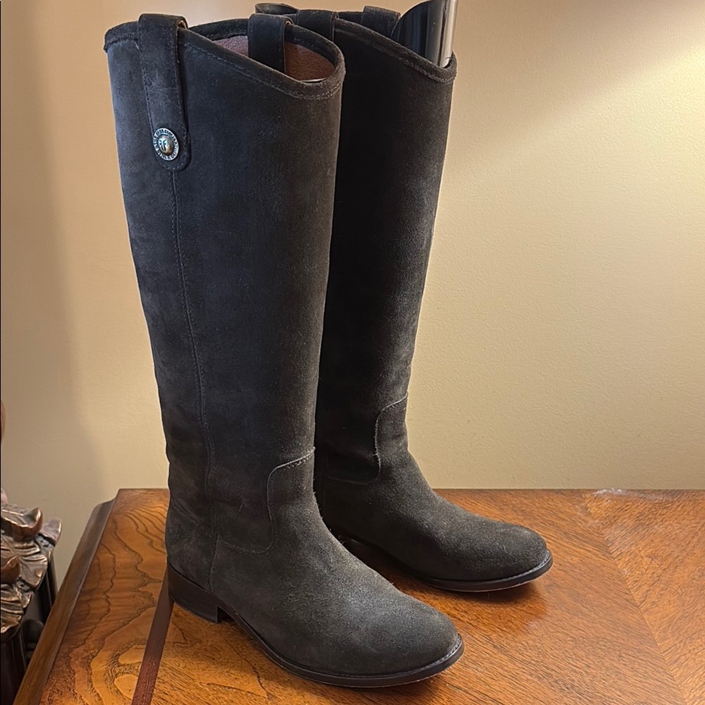 FRYE Elegant Dark Olive Green Suede Knee-High Boots